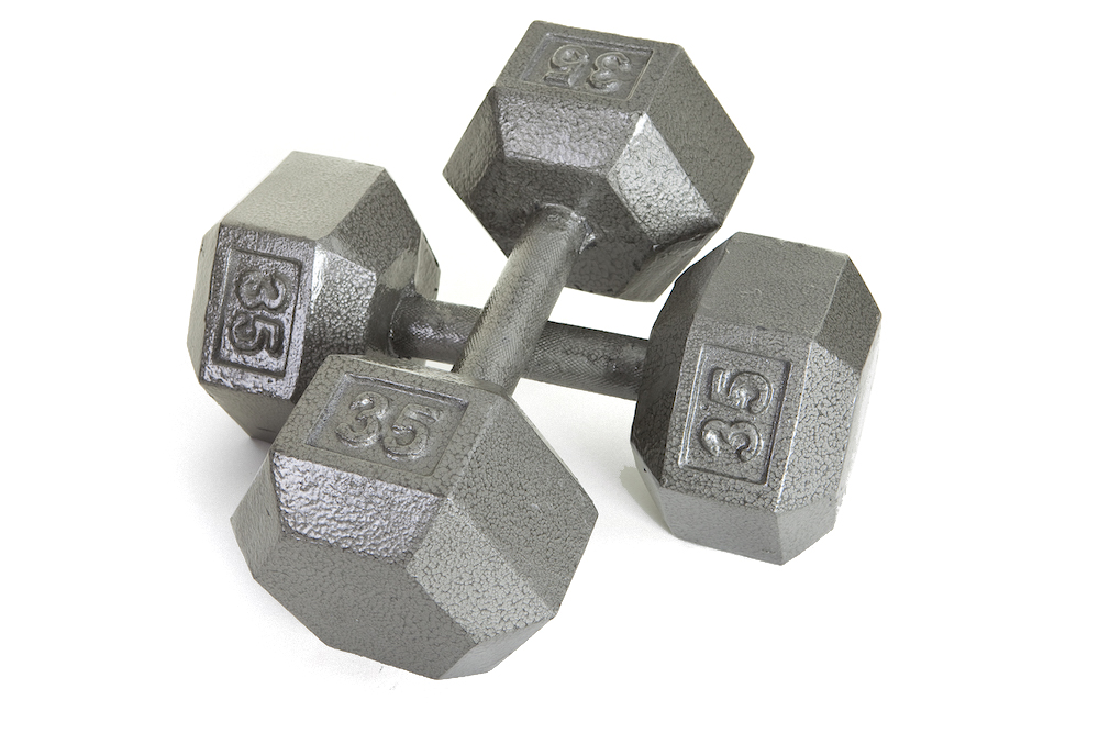 Hex Gray Cast Iron Dumbbell