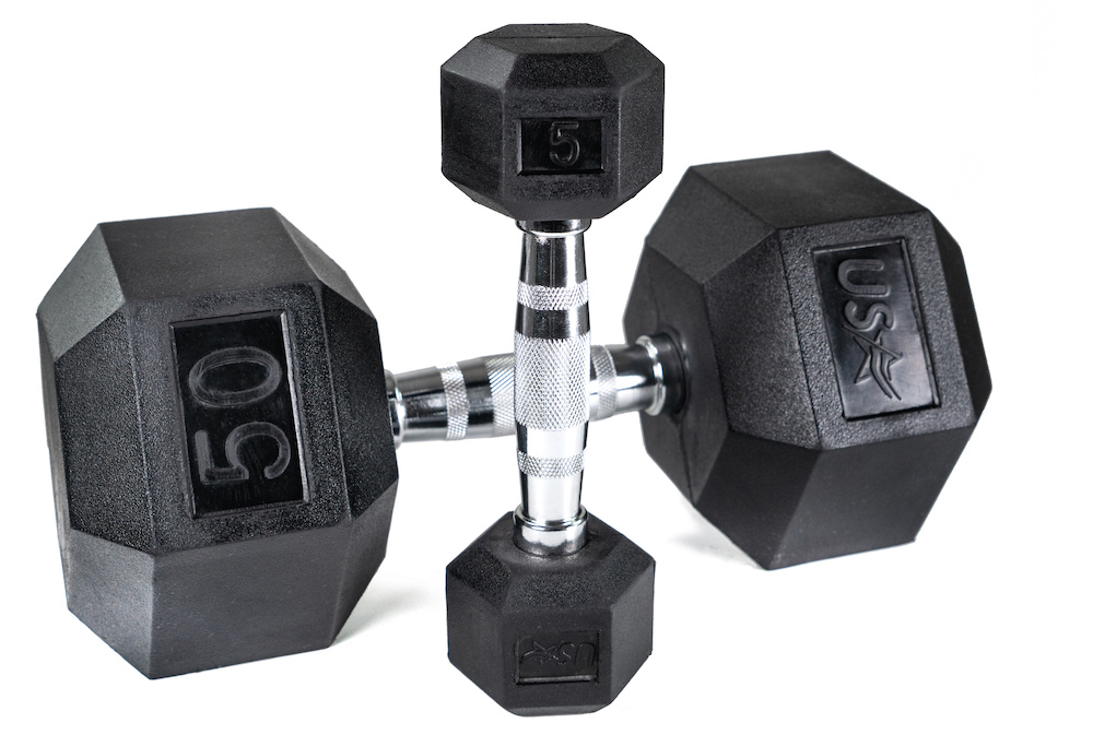 6 Sided Rubber Hex Dumbbell