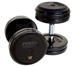 135 lb Pro-Style Rubber Dumbbell with Contoured Handle and Rubber Endcaps