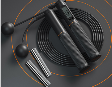 Color: Black, Model: A - Silicone Counting Skipping Rope Cordless Smart Counter