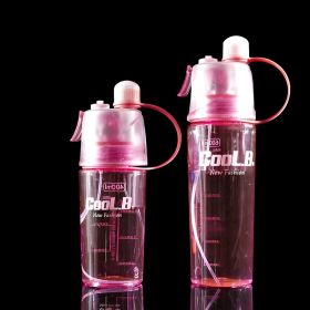 Color: Red, Capacity size: 400ml OPP bag - Sports Water Plastic Bottle Outdoor Creative Mist Spray with Leak Proof Portable Drinking Cup