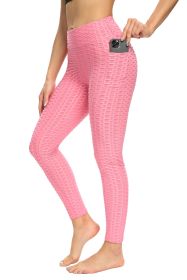 Color: Pink, Size: L - Women's High Stretch Hip-lifting Slim-fit Sweat-absorbent Leggings