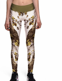 Size: L - Yellow Owl Print Sports Slim Pants Sweat Yoga Base High Waist Pants