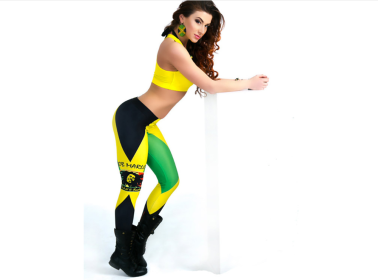 Size: 4XL - Spring and Autumn Thin Star Digital Printing Wholesale Jamaica Flag Sexy Leggings