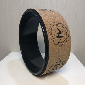 Color: Bright black A - Cork Yoga Wheel Wood Grain Printing Hoop