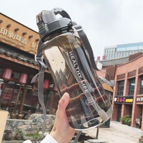 Color: Grey, Size: S - Large capacity portable plastic sports bottle