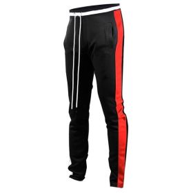 Color: Zwart Rood, Size: 3XL - Men's casual leggings sport trousers