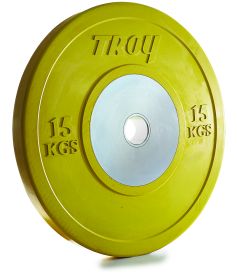 15 kg Troy Competition Grade Yellow Solid Rubber Bumper