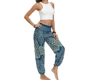 Women's Boho Yoga Pants Peacock Drawstring Thai Harem Pants