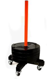 Mobile bumper plate rack with detachable plate stacker pole