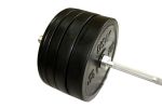 305lb OLYMPIC BUMPER PLATE SET W BAR & COLLARS