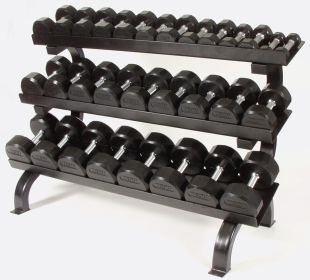 3 Tier Shelf Rack W/ 5lbs-75lbs set of Pair Rubber Dumbbells (GTDR-3 loaded with TSD-R)