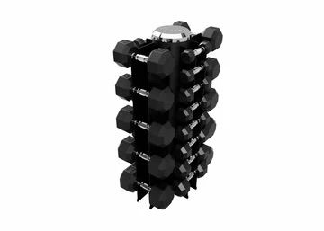 4 Sided Vert Rack W/5lbs-50lbs set of Rubber Dumbbells (GVDR-13 loaded with SD-R)