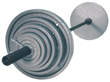 290 lbs Olympic set,Economy Cast Iron gray plates, 7' economy chrome bar and spring collars