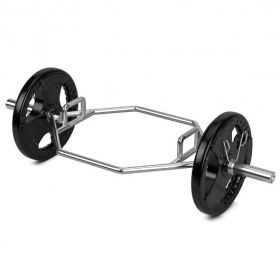 56 Inch Olympic Hexagon Deadlift Trap Bar with Folding Grips Powerlifting-Black