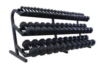 3 Tier Rail Rack W/ 5lbs-100lbs set of Vertical  Dumbbells (TDR-3 loaded with SD-R)