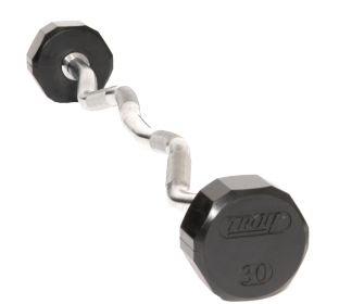 12-Sided Rubber E-Z Curl Barbell Set 20-110 lbs (10 lb Increments)