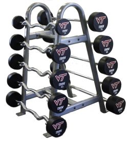 Horizontal Barbell Rack with set of 20lbs-110lbs set of Curl Urethane Barbells (BB-10 loaded with TZB-U)