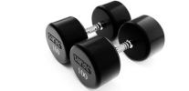 10 lb Round solid urethane Encased logo dumbbell with hard chrome ergo handle.