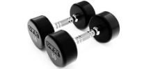 10 lb Round solid urethane Encased logo dumbbell with hard chrome ergo handle.