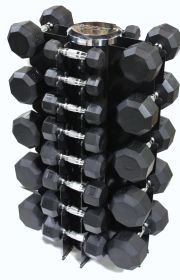 4 Sided Vert Rack W/ 3lbs to 50lbs set of Rubber Dumbbells (GVDR-13 loaded with TSD-R)